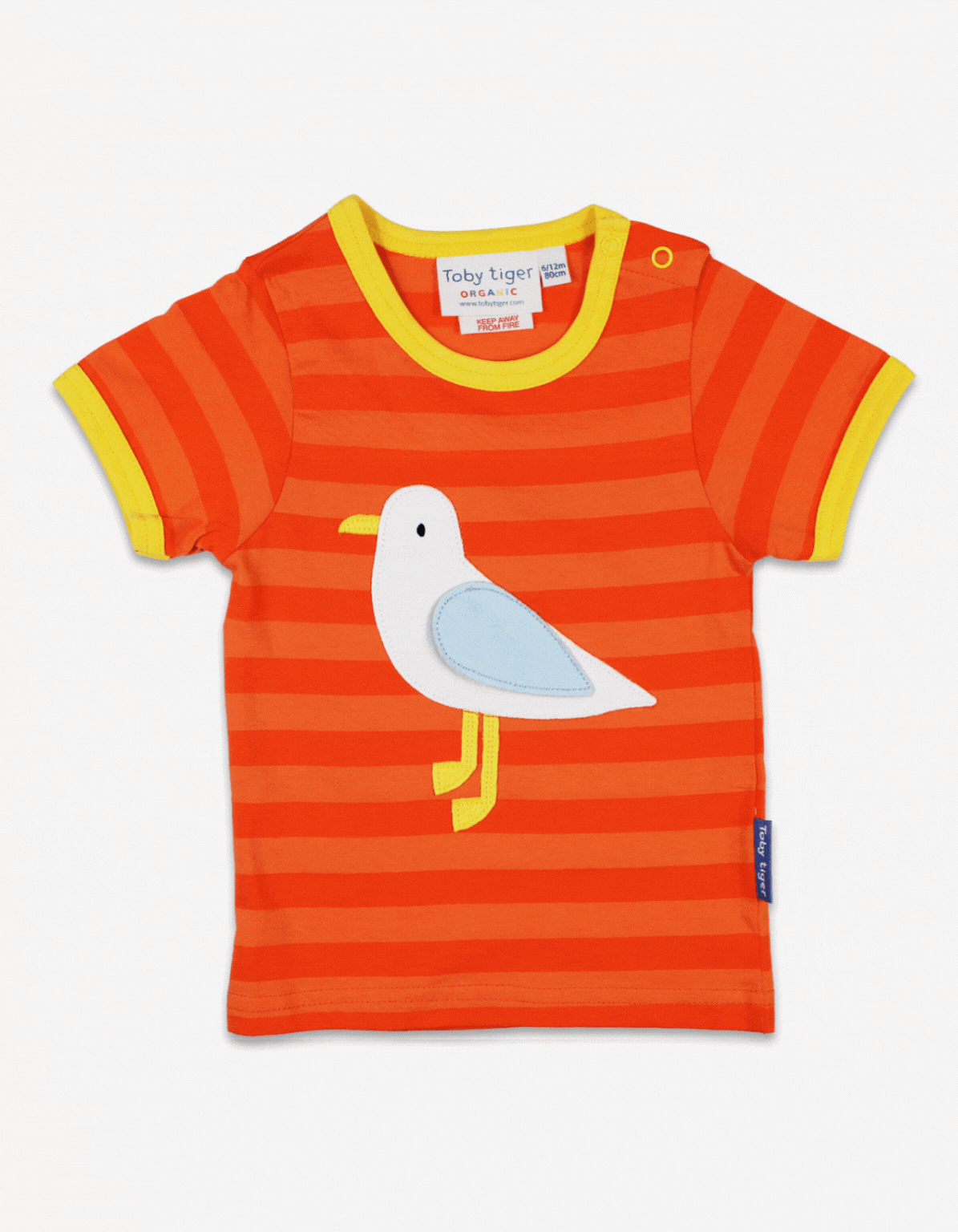 Toby Tiger Organic  Applique T-shirt - Striped Seagull