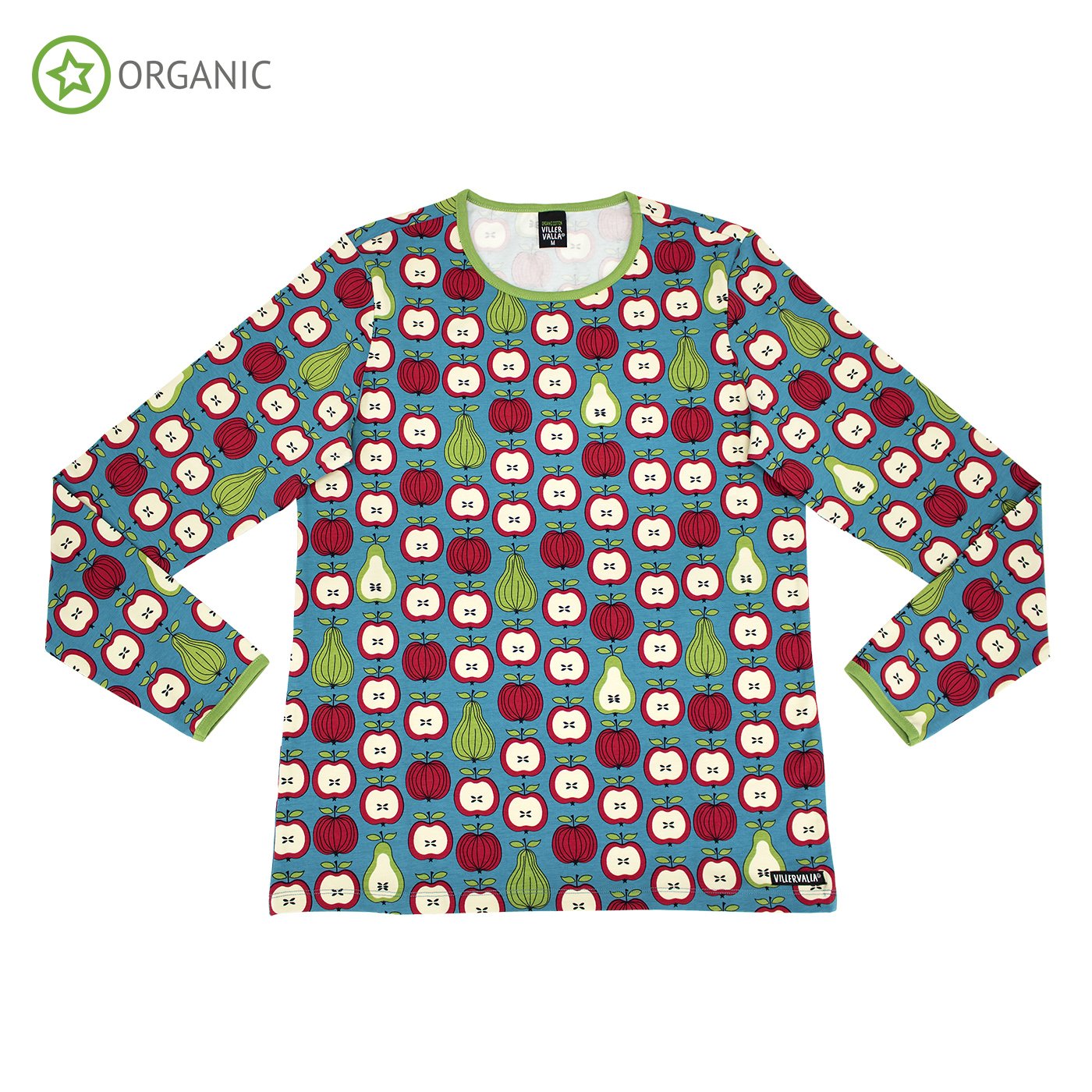 Villervalla T-Shirt Long Sleeve - Solid Basic - Garden Fruit Print Fjord - The Thrifty Stork