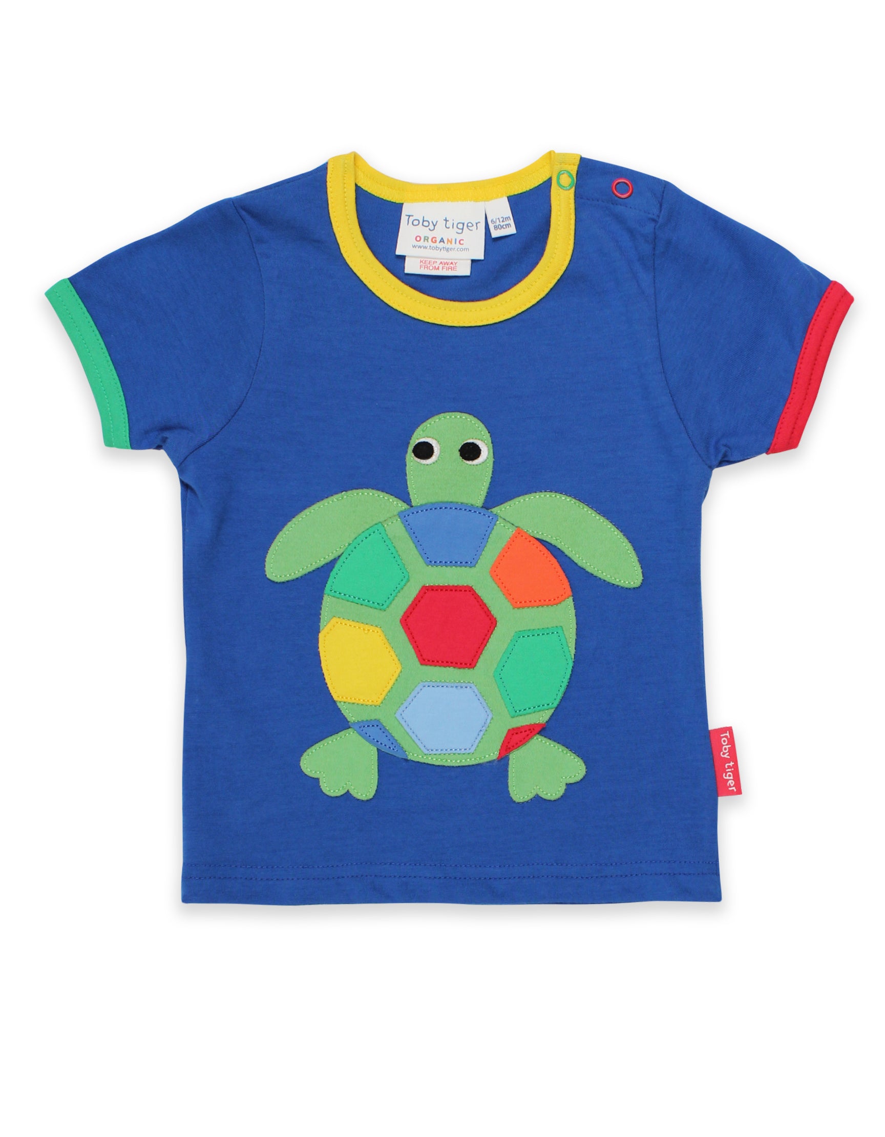 Toby Tiger Organic Short Sleeve T-Shirt - Turtle Applique