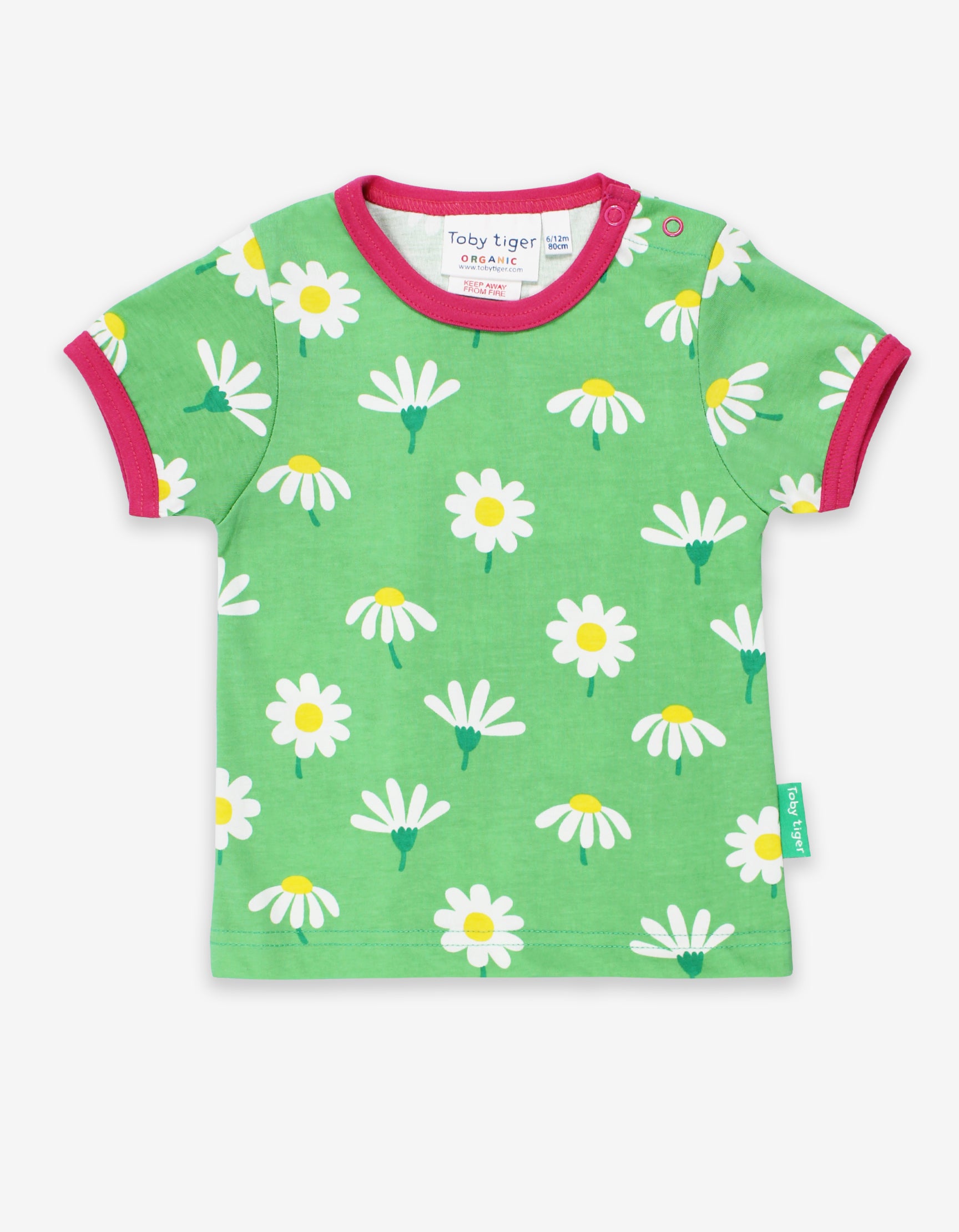 Toby Tiger Organic Short Sleeve T-Shirt - Daisy Print