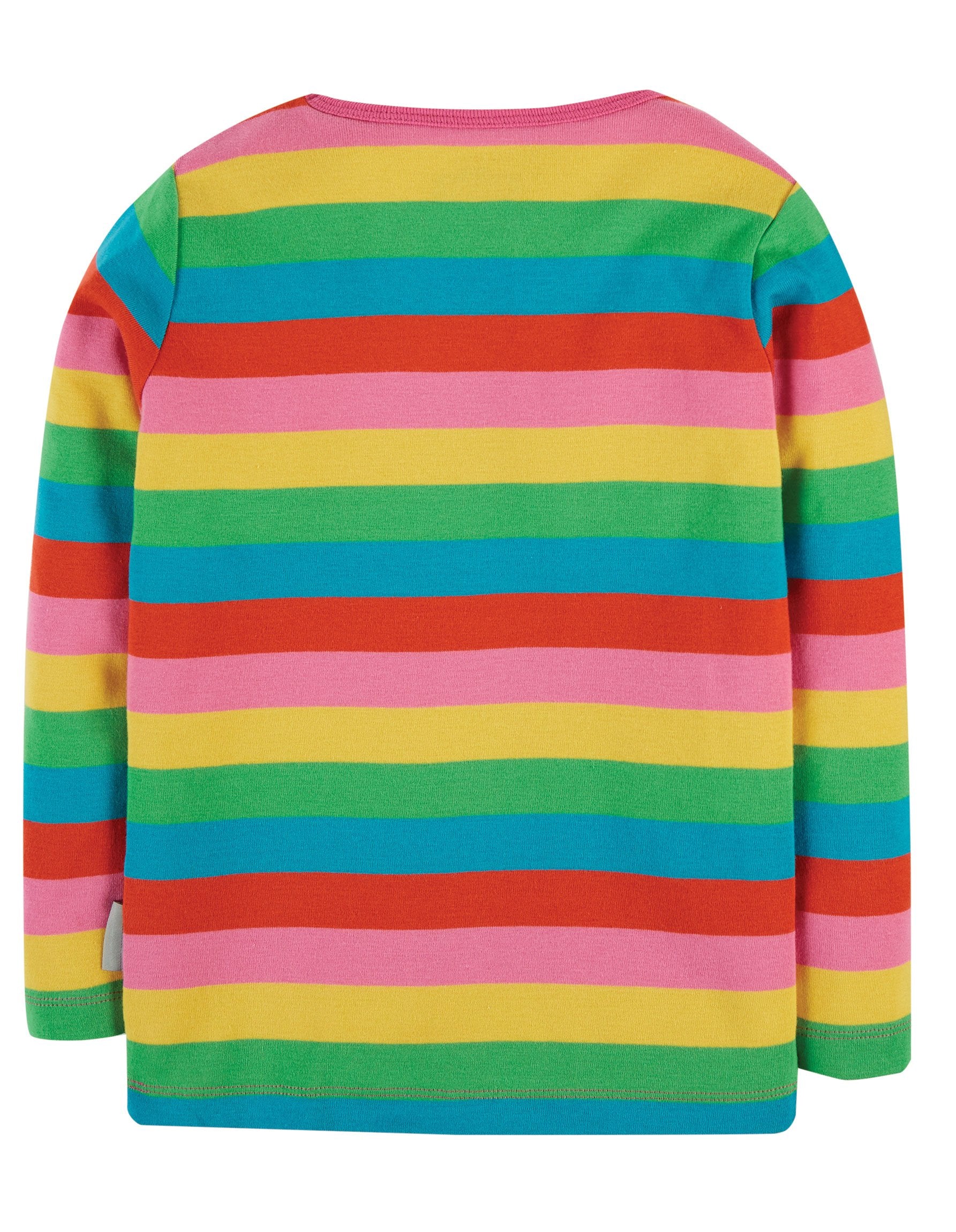New Release Frugi Favourite Long Sleeve T-Shirt Foxglove Rainbow Stripe - The Thrifty Stork