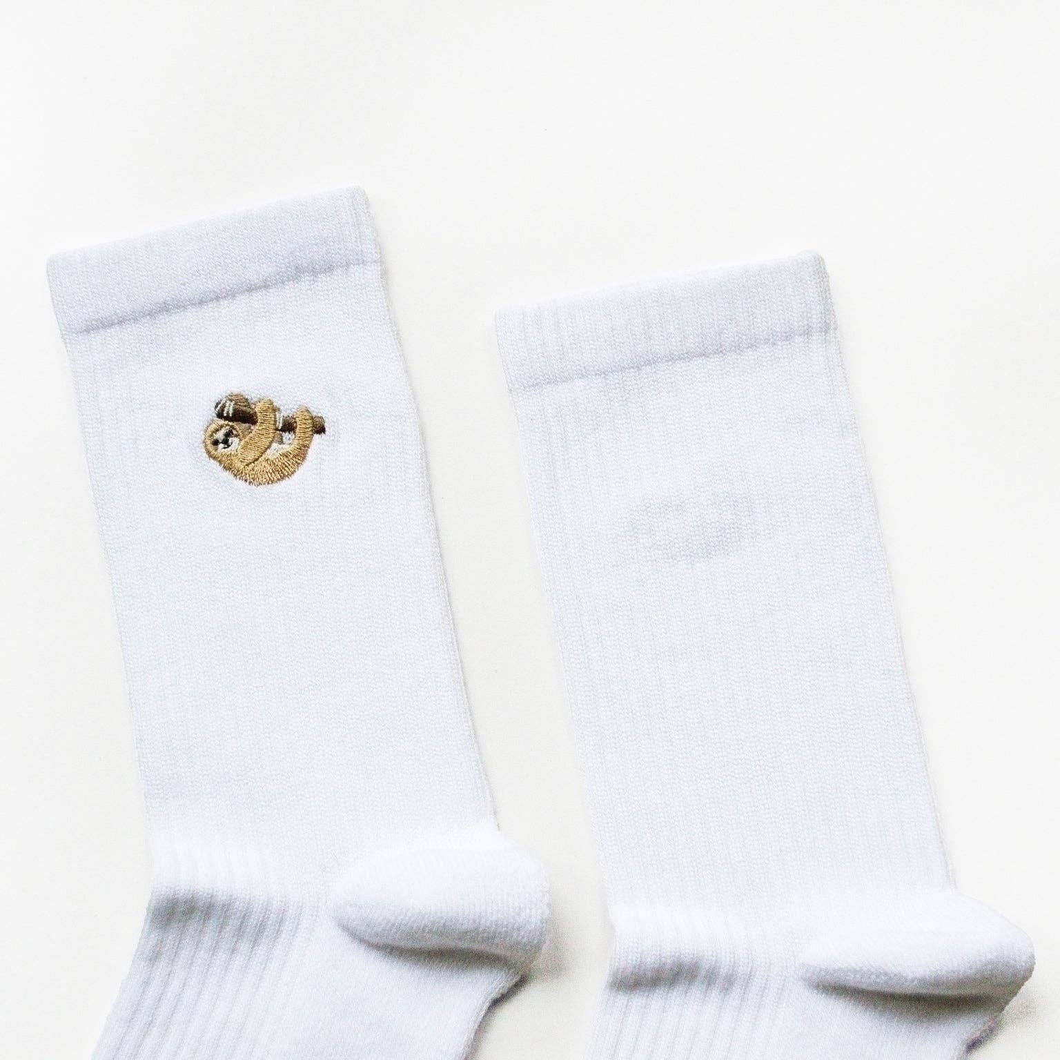 White Socks: Sloths / Single Pair / UK Adult 4-7