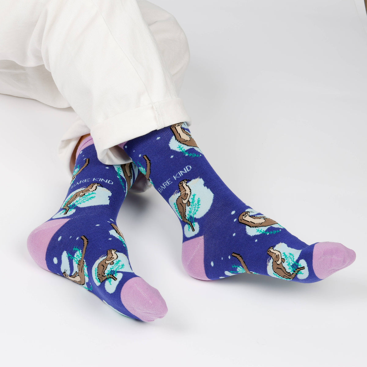 Bare Kind Kids Bamboo Socks - Blue Otter - Adult 7-11