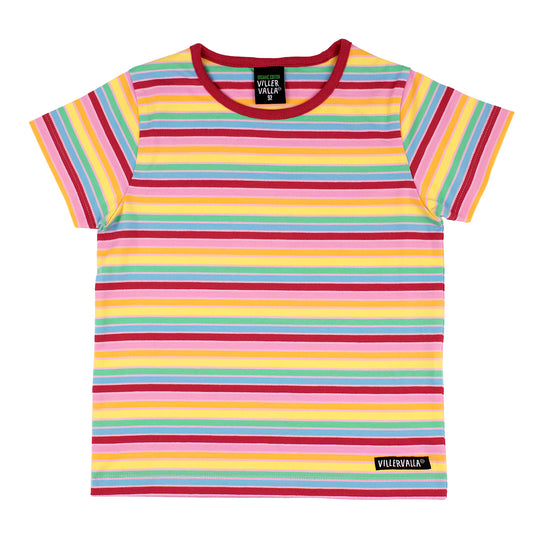 Villervalla Multi Stripe T-Shirt Short Sleeve - Dahlia