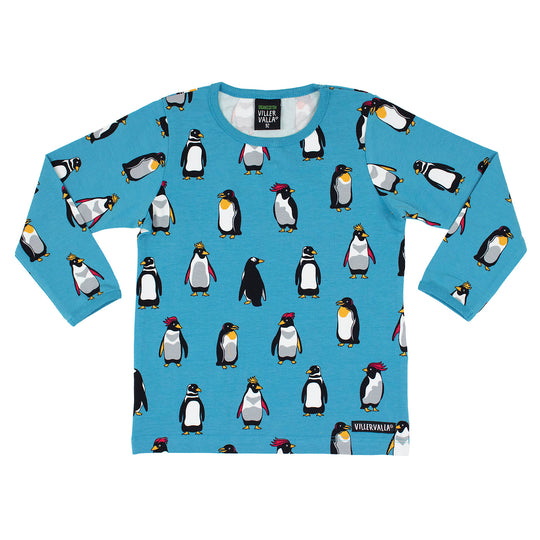 Villervalla T-Shirt Long Sleeve - Penguin Sky