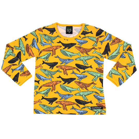 Villervalla T-Shirt Long Sleeve Whales - Turmeric