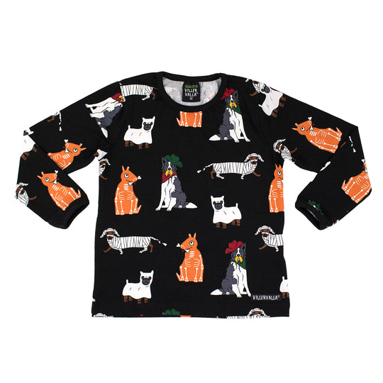 Villervalla T-Shirt Long Sleeve Halloween Dogs - Night