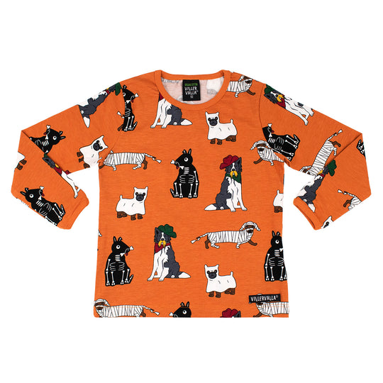 Villervalla T-Shirt Long Sleeve Halloween Dogs - Ockra