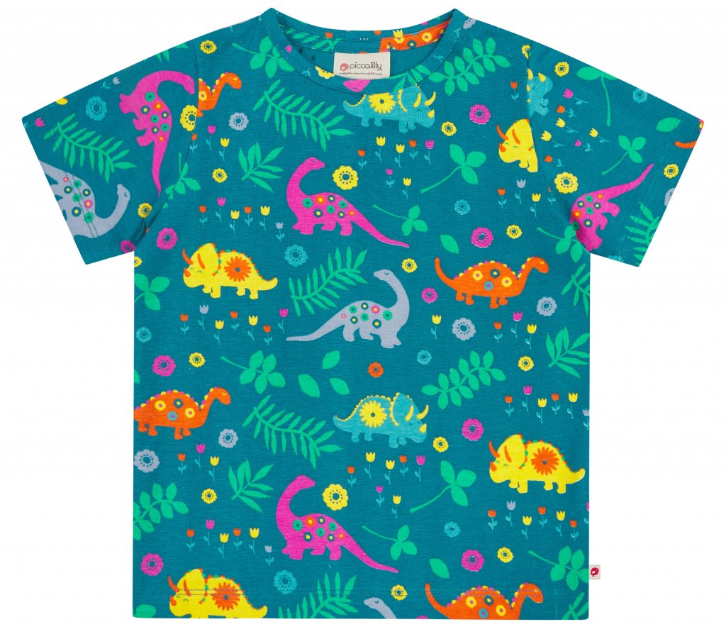 Piccalilly Kids All Over Print T-Shirt - Dinosaur