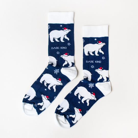 Bare Kind Bamboo Socks Adult - Christmas Polar Bear