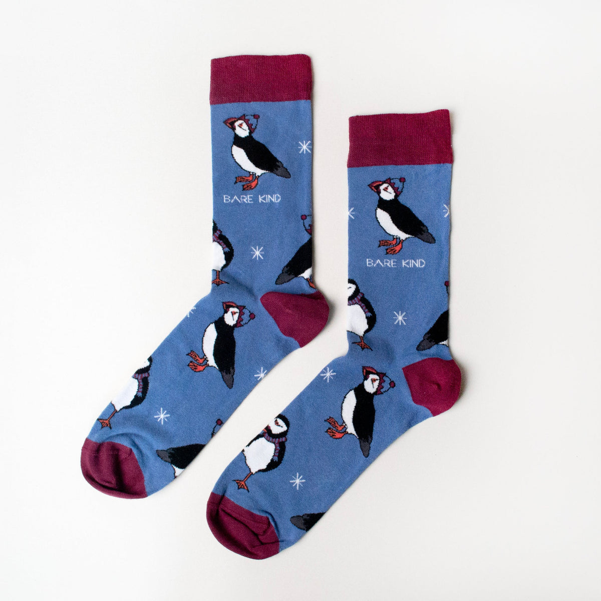 Bare Kind Adult Bamboo Socks - Christmas Puffin