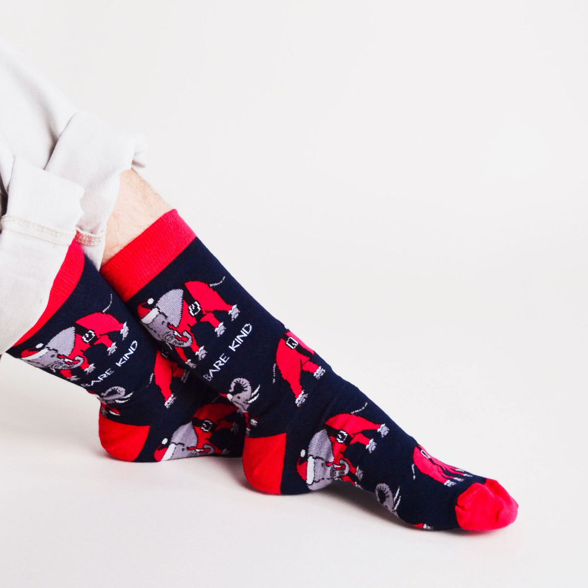 Bare Kind Adult Bamboo Socks - Christmas Elephants