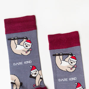Bare Kind Bamboo Socks Adult - Christmas Sloth