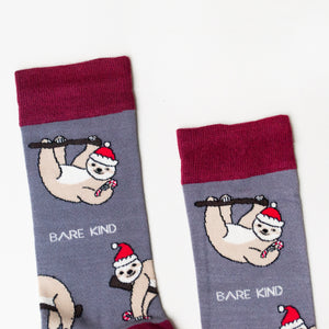 Bare Kind Adult Bamboo Socks - Christmas Sloth