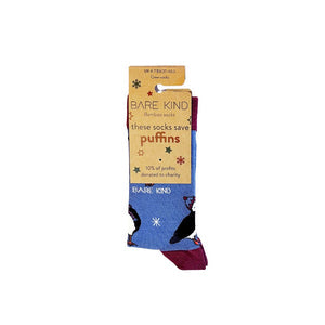 Bare Kind Adult Bamboo Socks - Christmas Puffin