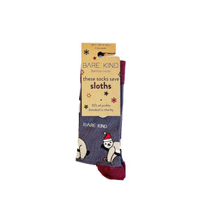 Bare Kind Adult Bamboo Socks - Christmas Sloth