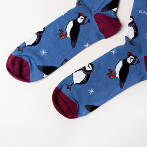Bare Kind Adult Bamboo Socks - Christmas Puffin