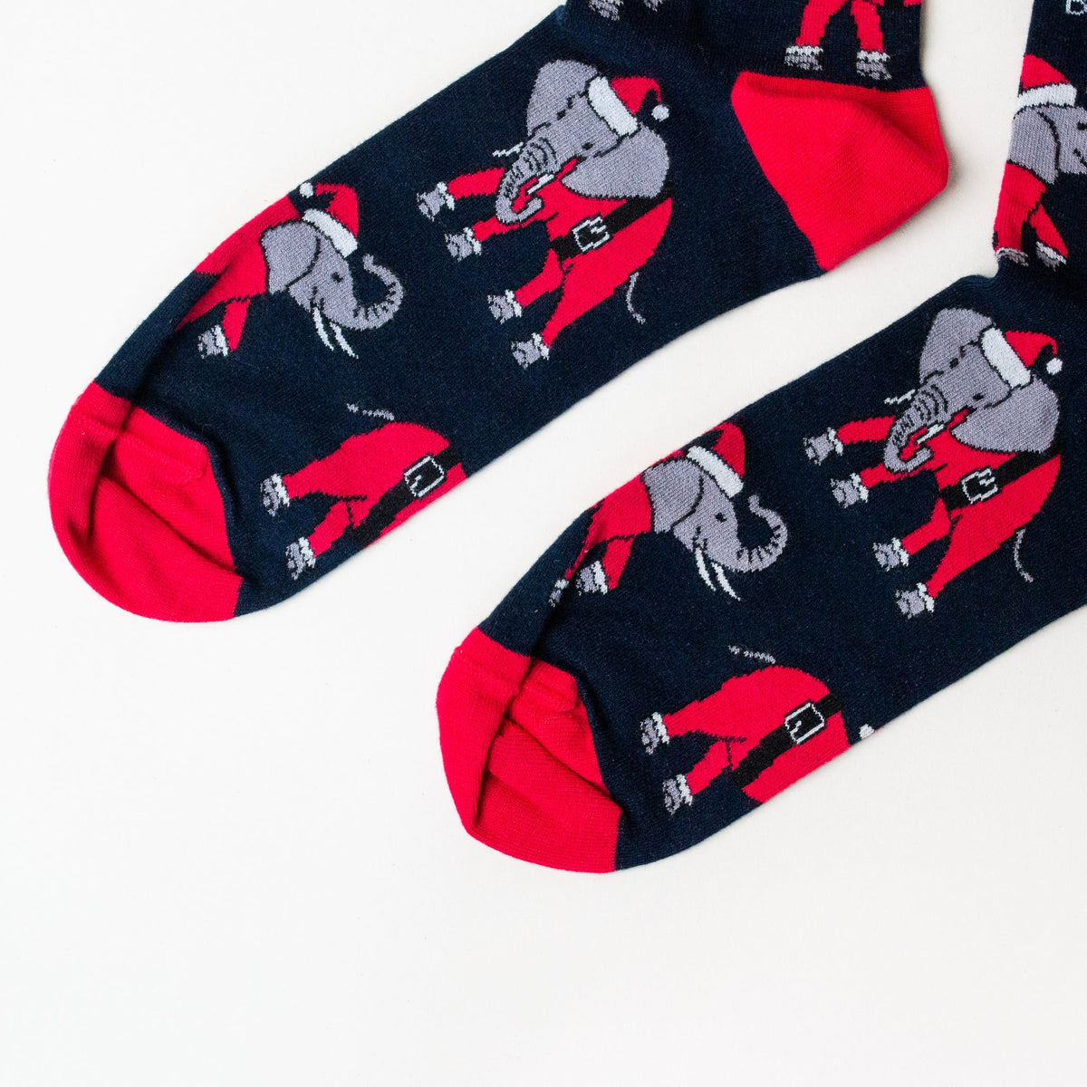 Bare Kind Adult Bamboo Socks - Christmas Elephants