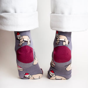 Bare Kind Adult Bamboo Socks - Christmas Sloth