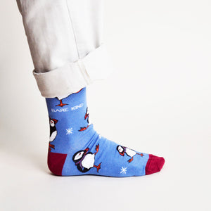 Bare Kind Adult Bamboo Socks - Christmas Puffin