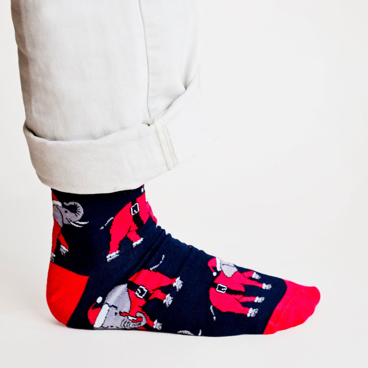 Bare Kind Adult Bamboo Socks - Christmas Elephants