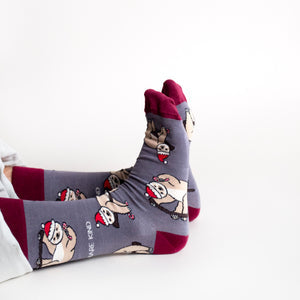 Bare Kind Adult Bamboo Socks - Christmas Sloth