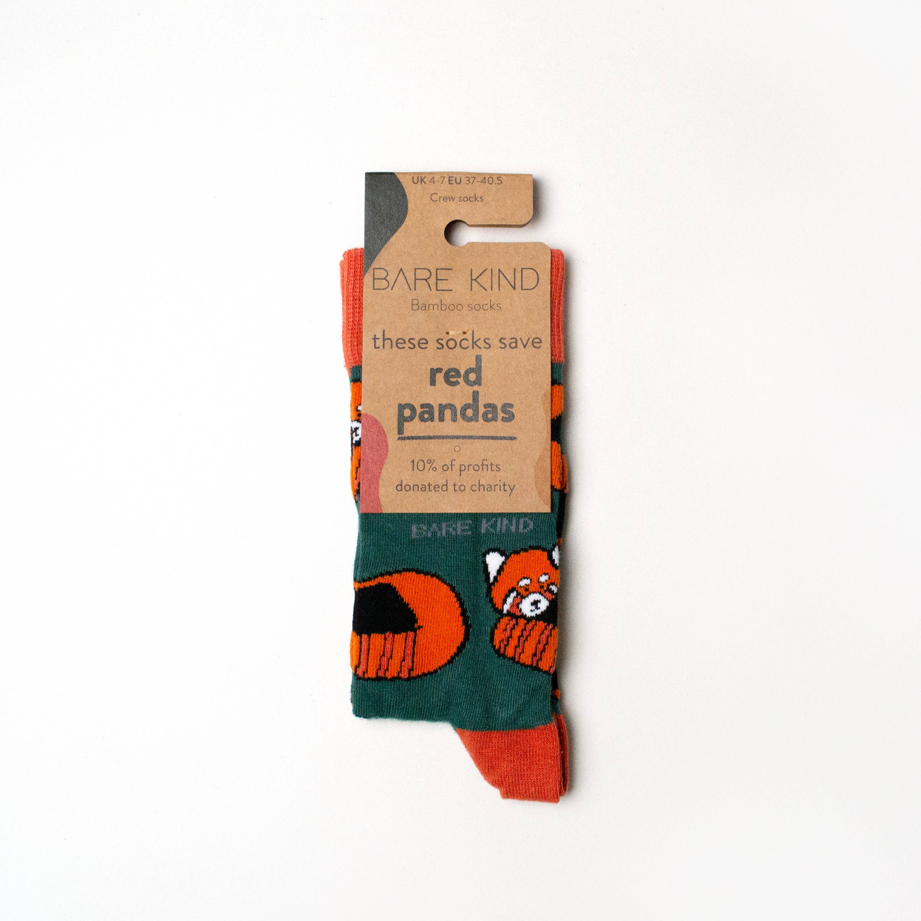 Green Socks: Red Pandas / Single Pair / UK Adult 4-7