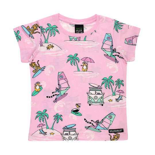 Villervalla Surf T Shirt Short Sleeve - Raspberry
