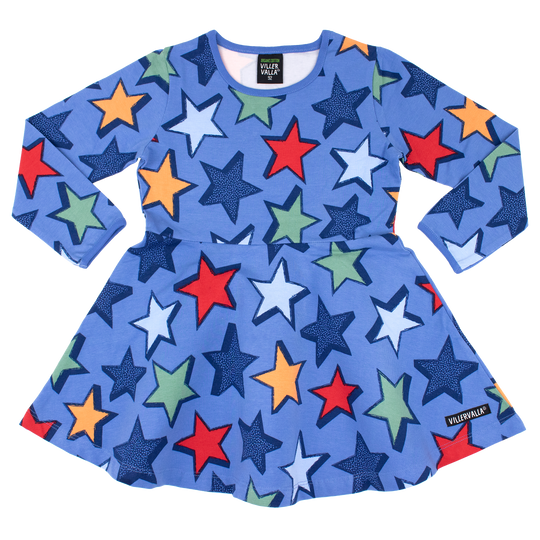 Villervalla Half Circle long Sleeve Dress Stars - Nautic