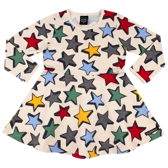 Villervalla Half Circle long Sleeve Dress- Wheat