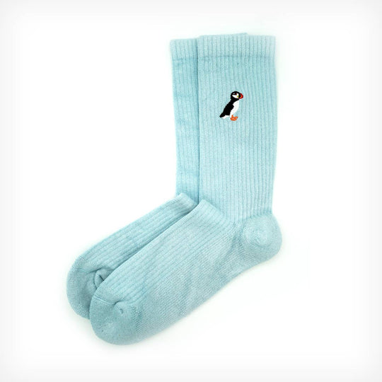 Bare Kind Adult Bamboo Ribbed Socks - Blue Puffin - Adult 4-7