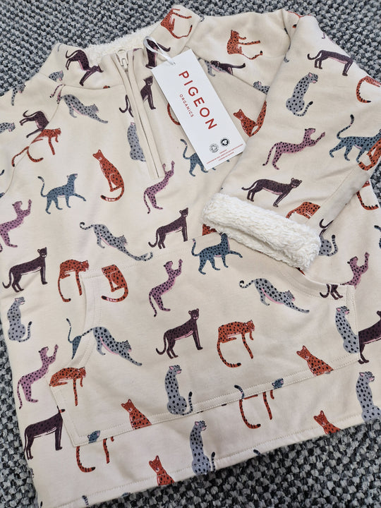 Pigeon Fleece Lined Sweater - Leopard Pumice