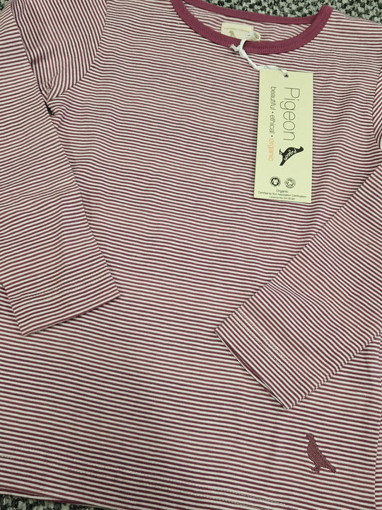 Pigeon Long Sleeve Top - Fine Stripe Fig