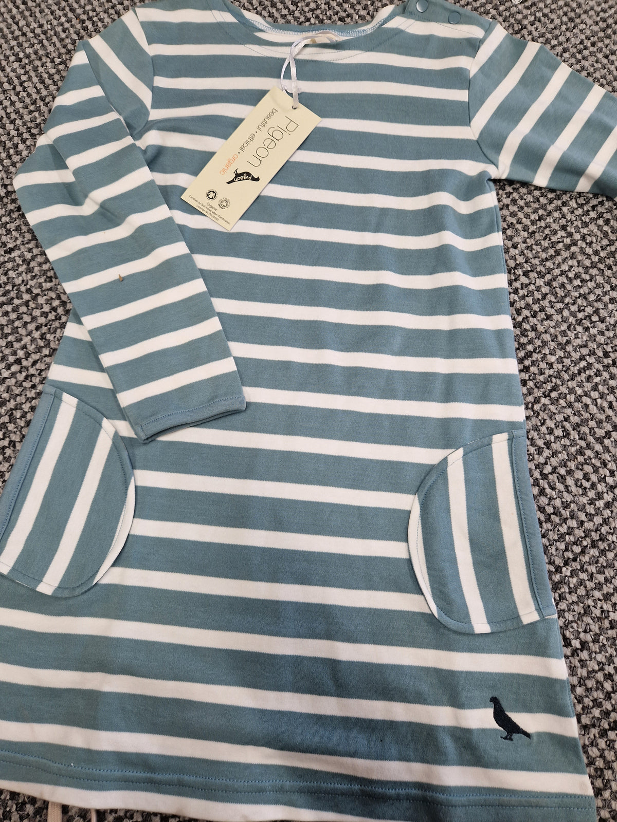 Pigeon Breton Dress Long Sleeve - Blue/White