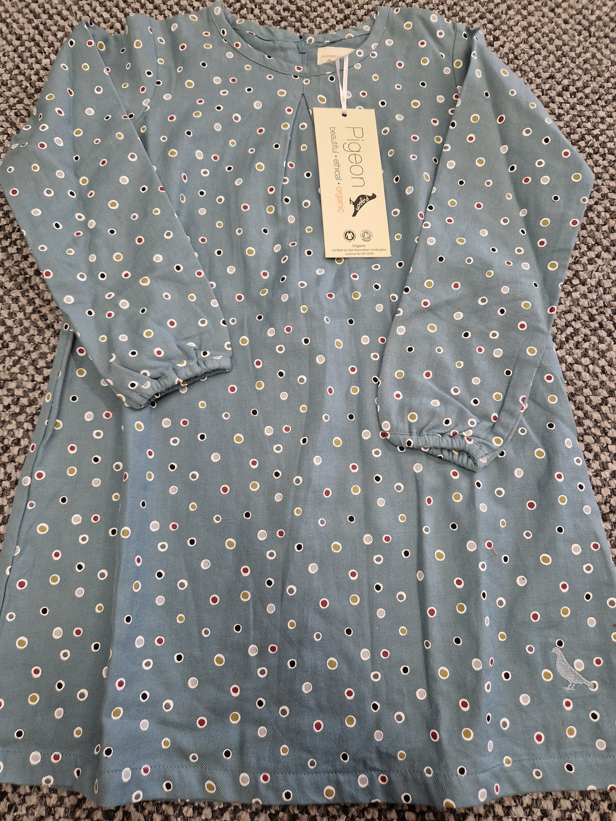 Pigeon Tunic Dress Long Sleeve - Spots On Blue