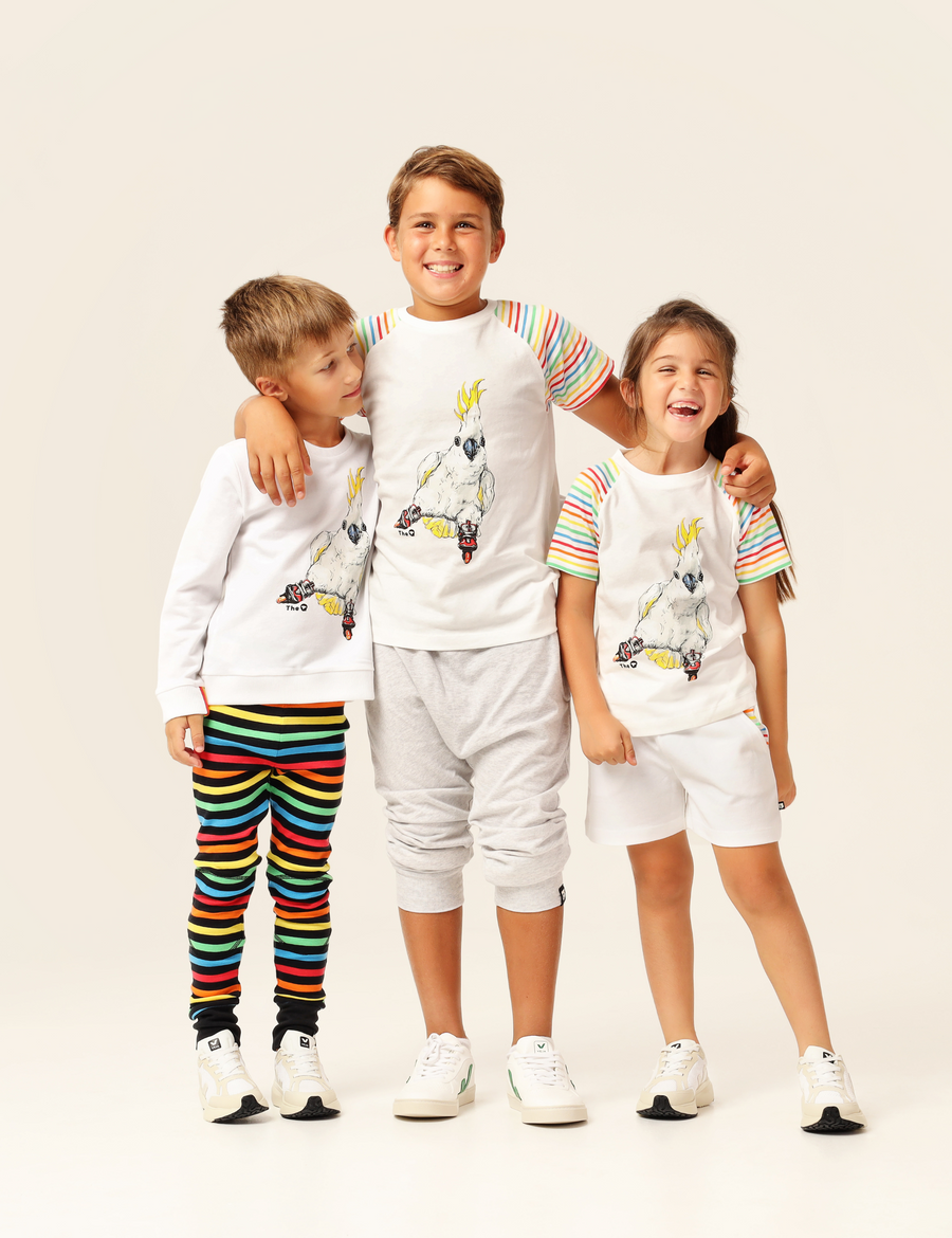The QT Organic Raglan Tee - Skating Cockatoo