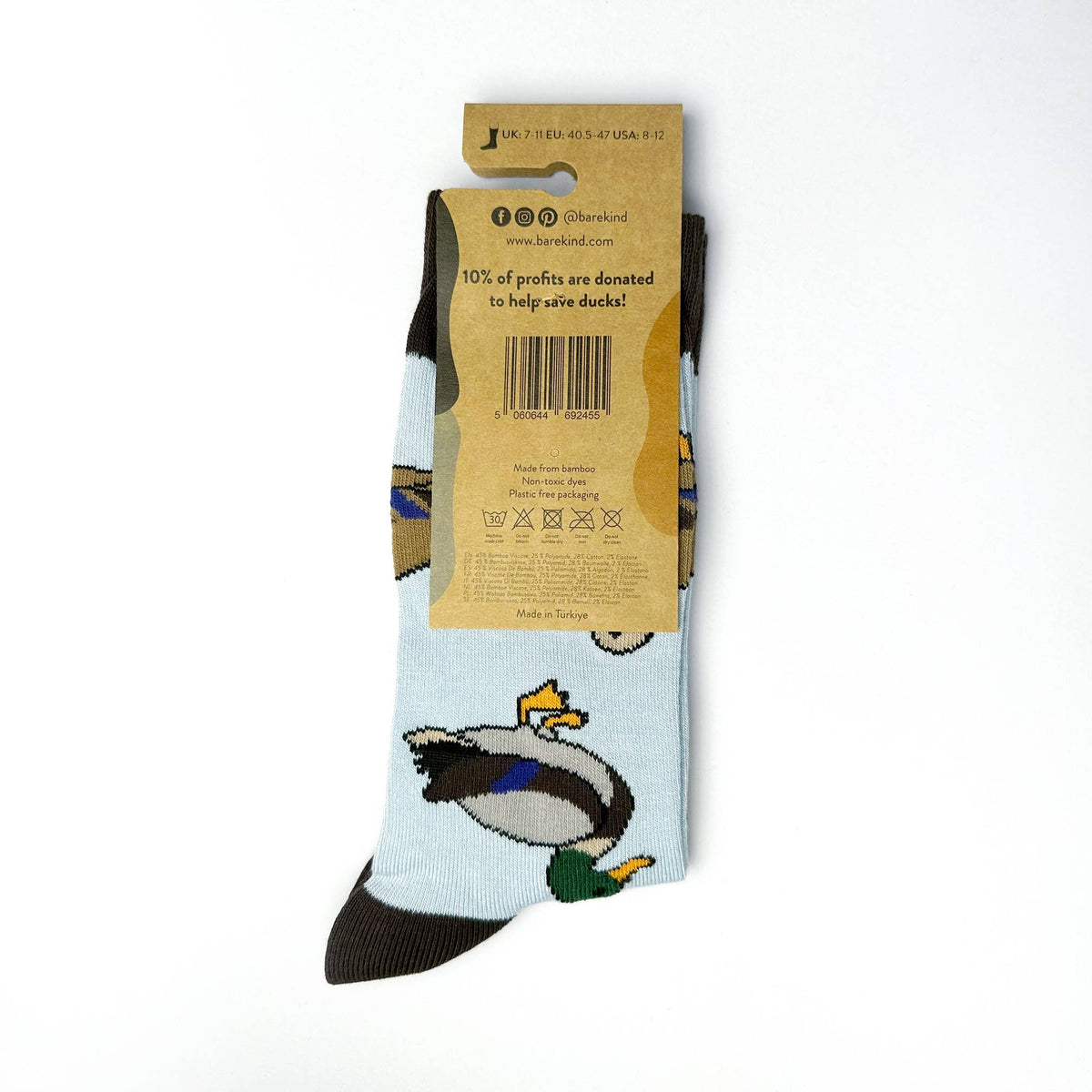 Bare Kind Adult Bamboo Socks - Blue Duck - Adult 7-11