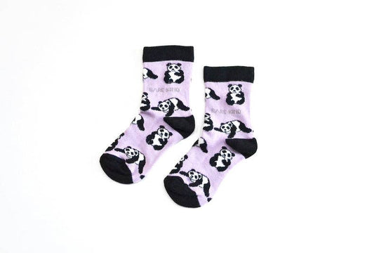 Bare Kind Panda Socks | Kids Bamboo Socks | Lilac Socks | Asia Socks: Pandas / Single Pair / Age 3-5yrs | UK Size Kids 6-9