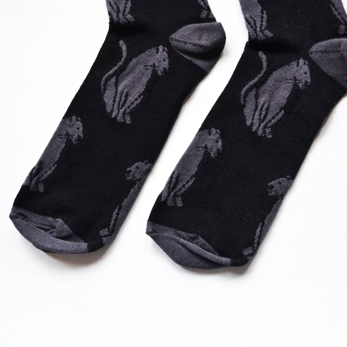 Bare Kind Adult Bamboo Socks - Black Panthers - Adult 4-7