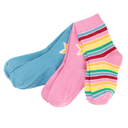Villervalla Multi Stripe 3 Socks Set - Dahlia