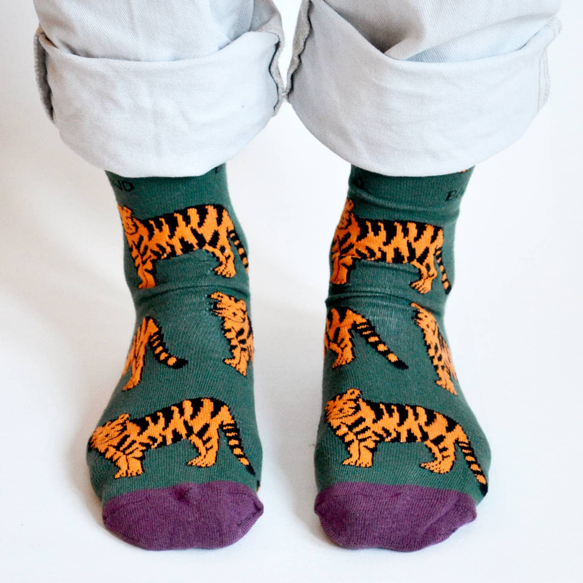 Bare Kind Adult Bamboo Socks - Green Tiger - Adult 4-7