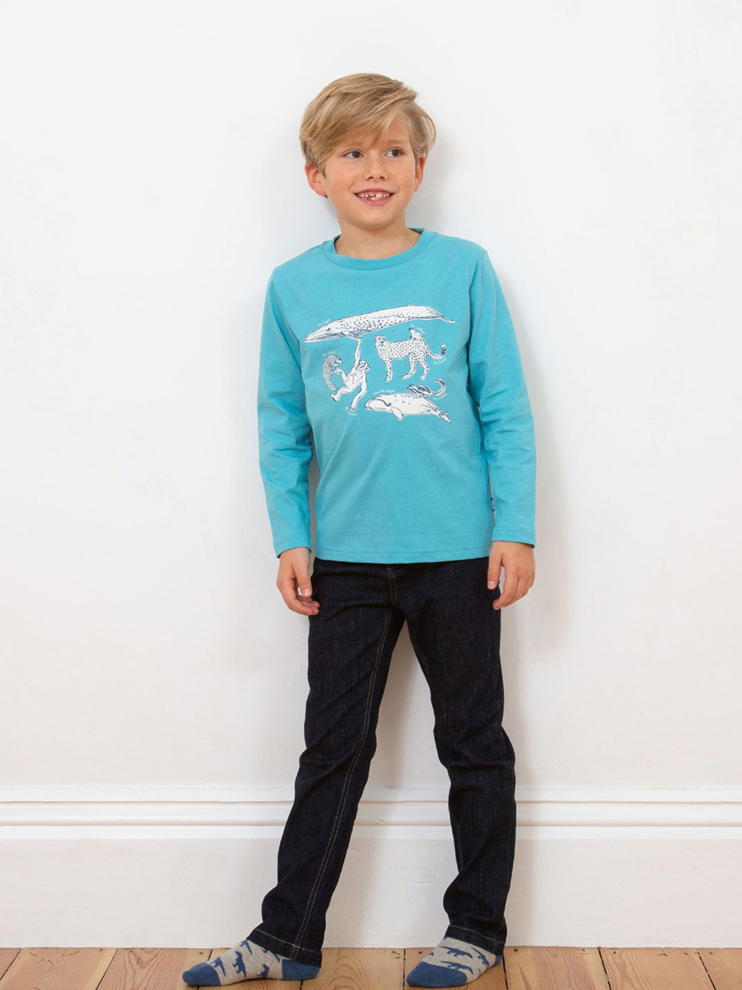 Kite T-Shirt Long Sleeve - Marvellous Mammals Blue