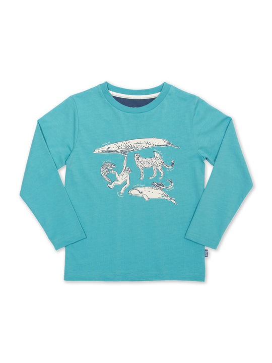 Kite T-Shirt Long Sleeve - Marvellous Mammals Blue