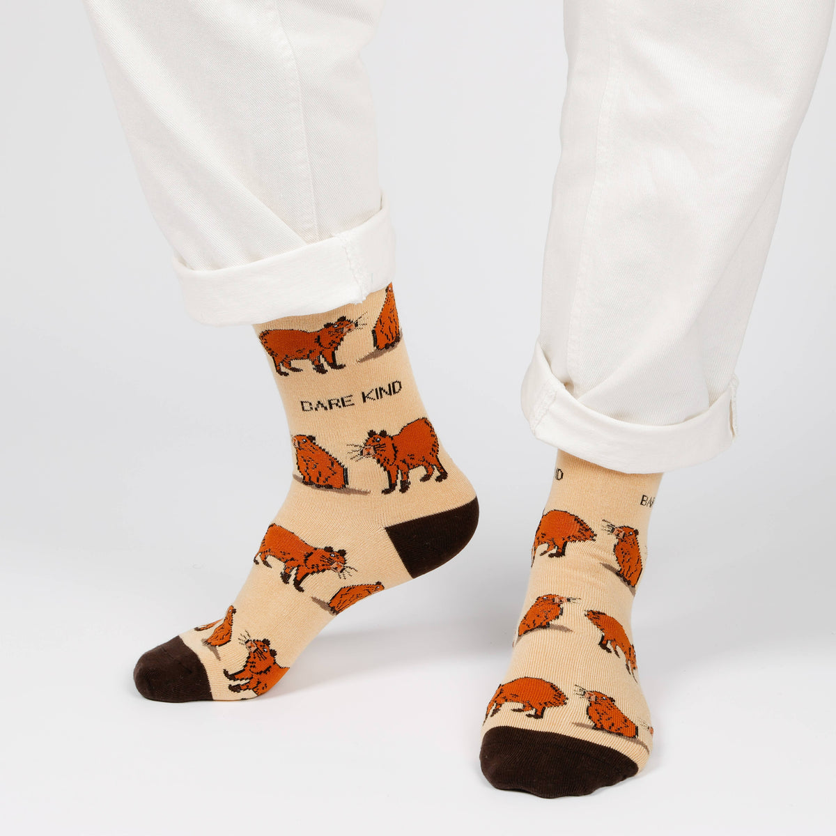 Bare Kind Adult Bamboo Socks - Brown Capybara - Adult 4-7