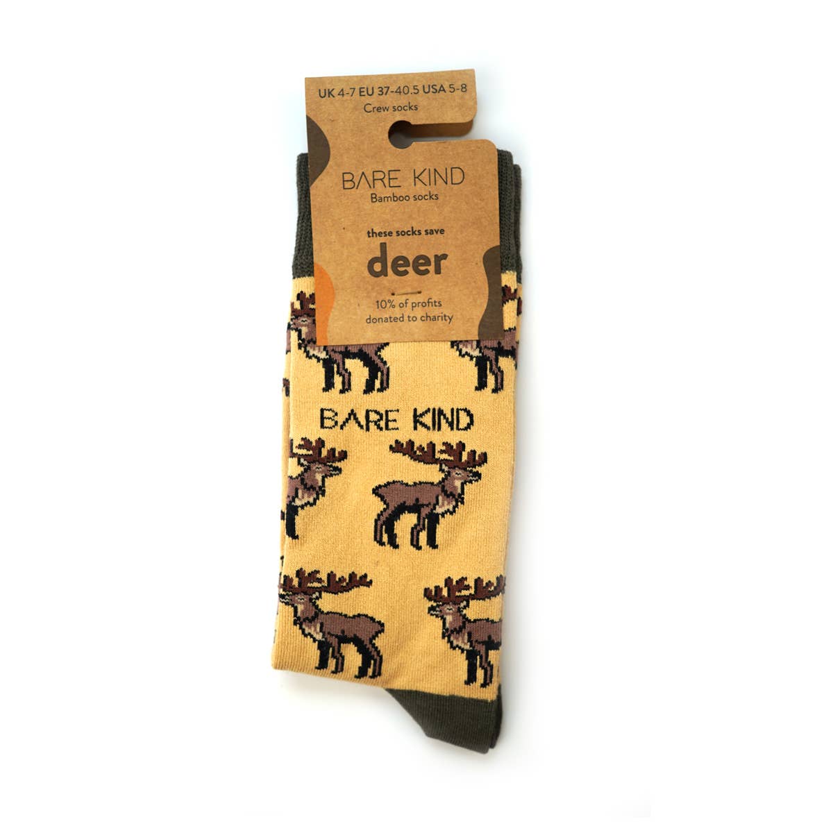 Bare Kind Adult Bamboo Socks - Brown Deer - Adult 4-7