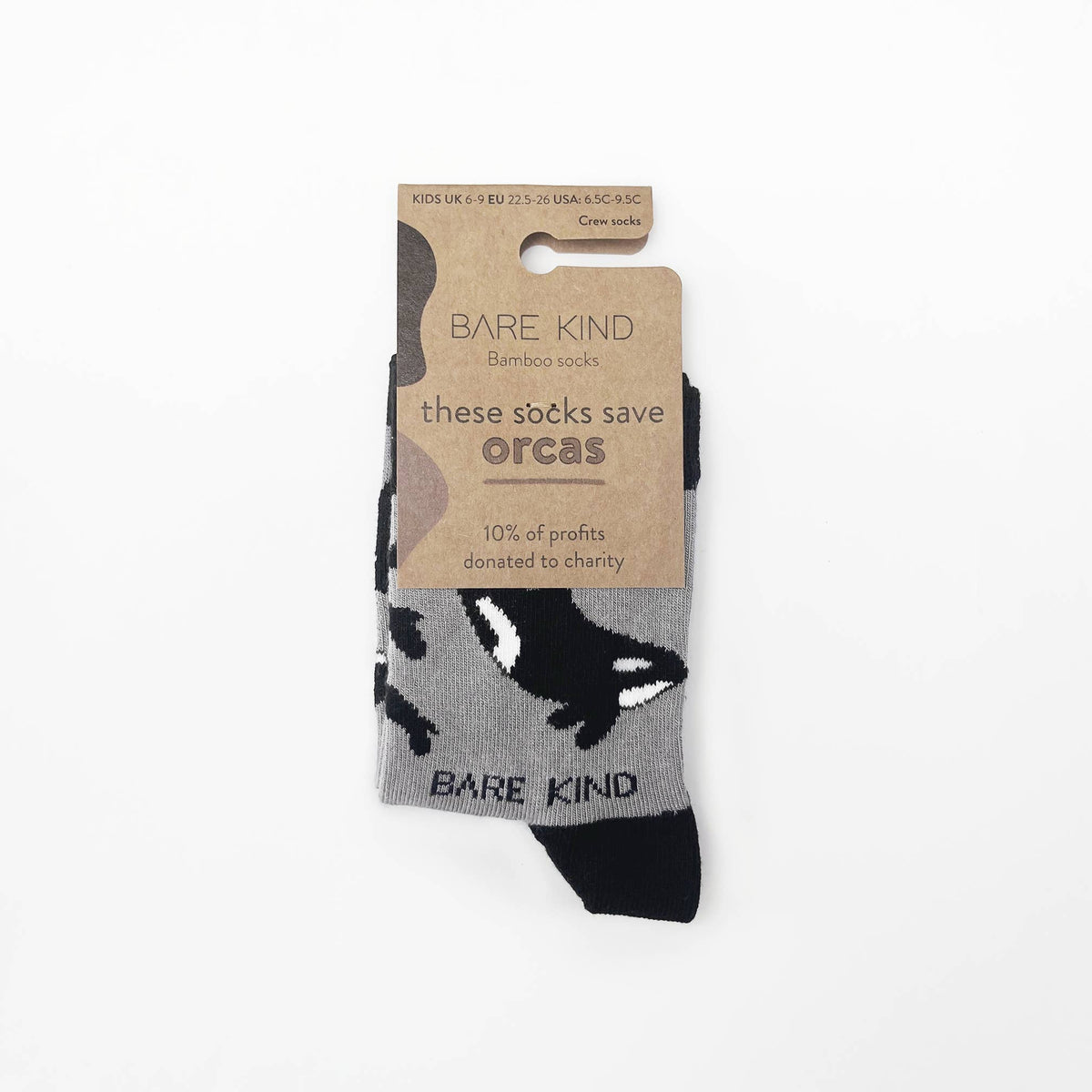 Bare Kind Kids Bamboo Socks - Grey Orca