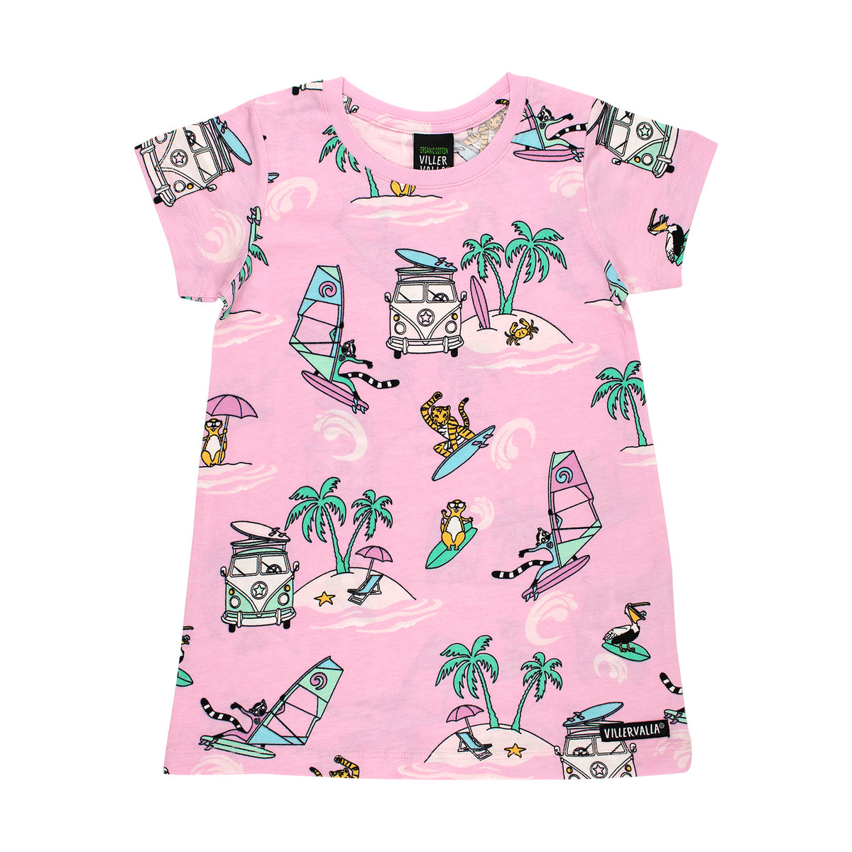 Villervalla A-Line Dress Short Sleeve - Surf Raspberry
