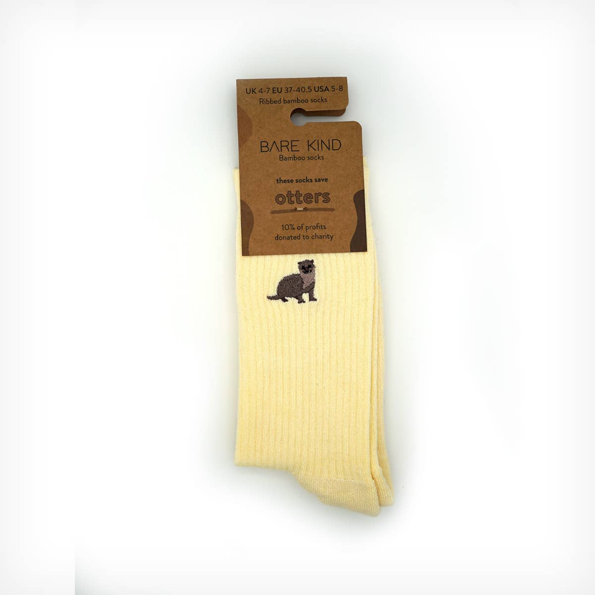 Bare Kind Adult Bamboo Ribbed Socks - Yellow Otter - Adult 7-11