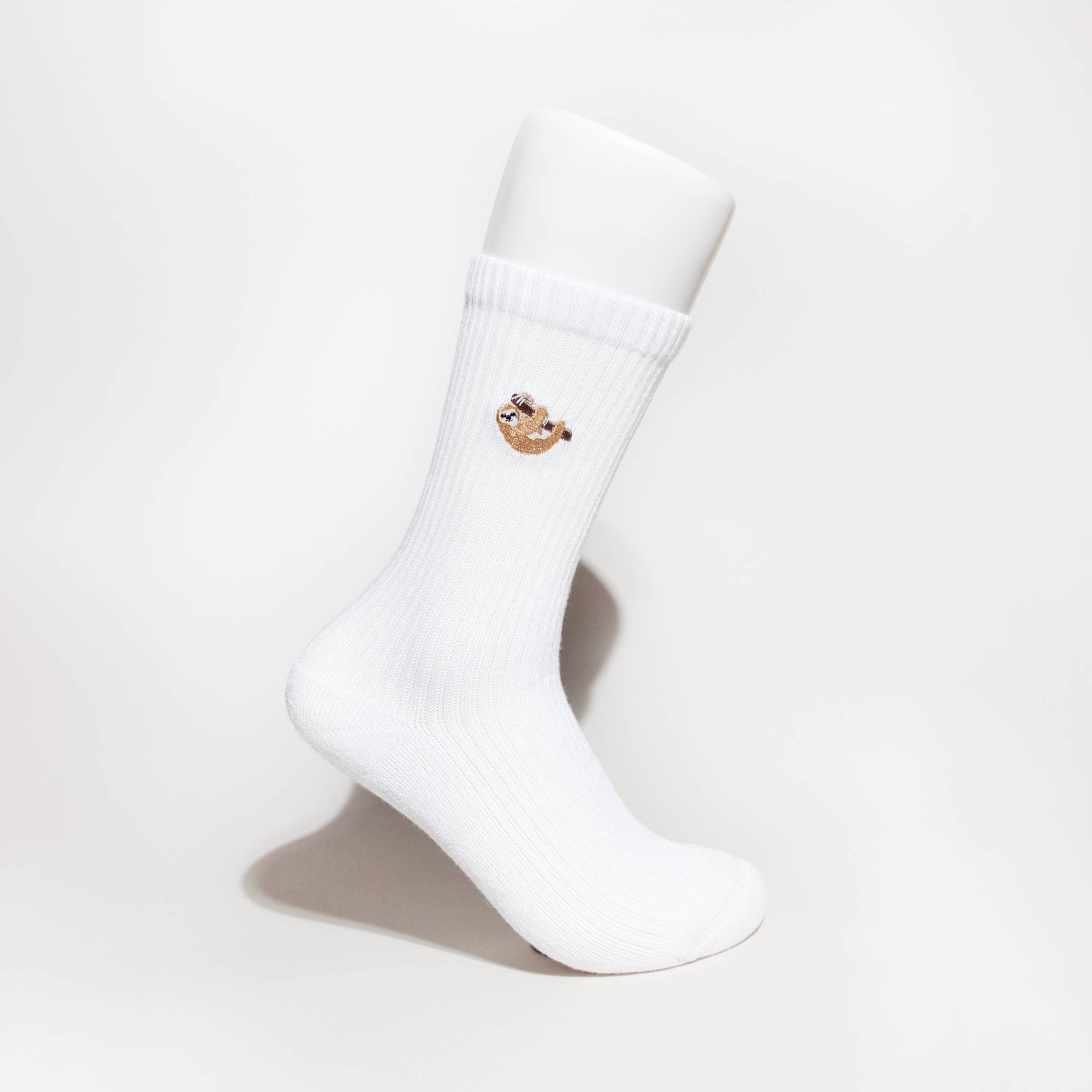 White Socks: Sloths / Single Pair / UK Adult 4-7