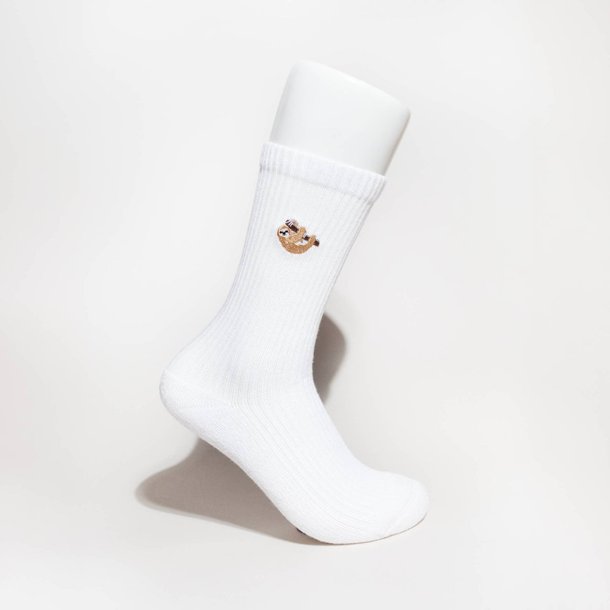 Bare Kind Adult Bamboo Ribbed Socks - White Sloth - Adult 7-11